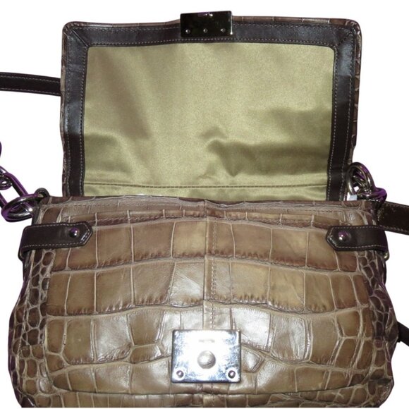 Coach 2011 Chelsea Brown Croc Embossed Leather crossbody satchel large hangtags - Picture 7 of 14